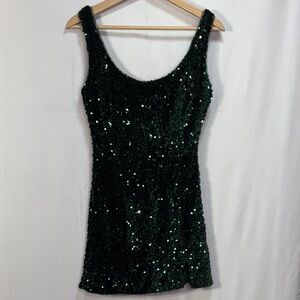 Elegant Green Sequin Mini Dress